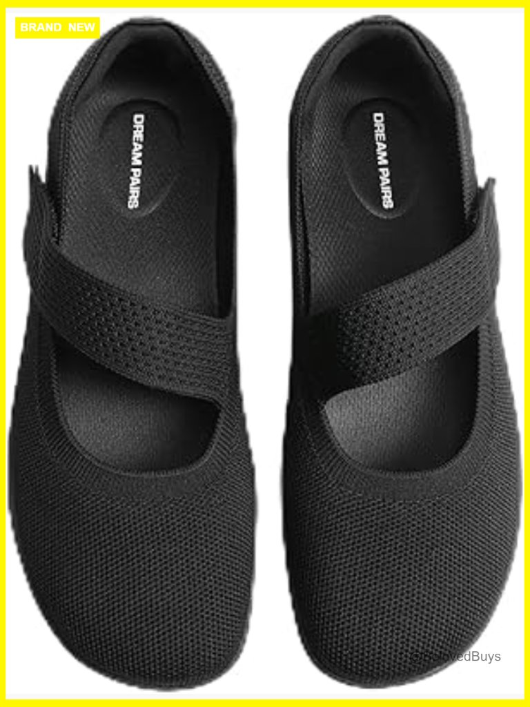 Women's Mary Jane Ballet Flats Wide Toe Box Knit Arch Support Dressy Casual